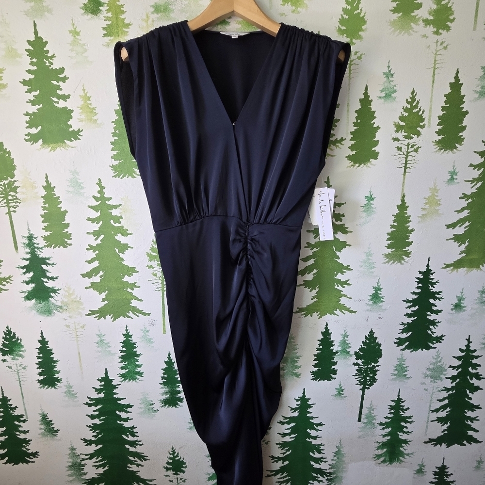 Nicole Miller Ruched V-Neck Cocktail Dress